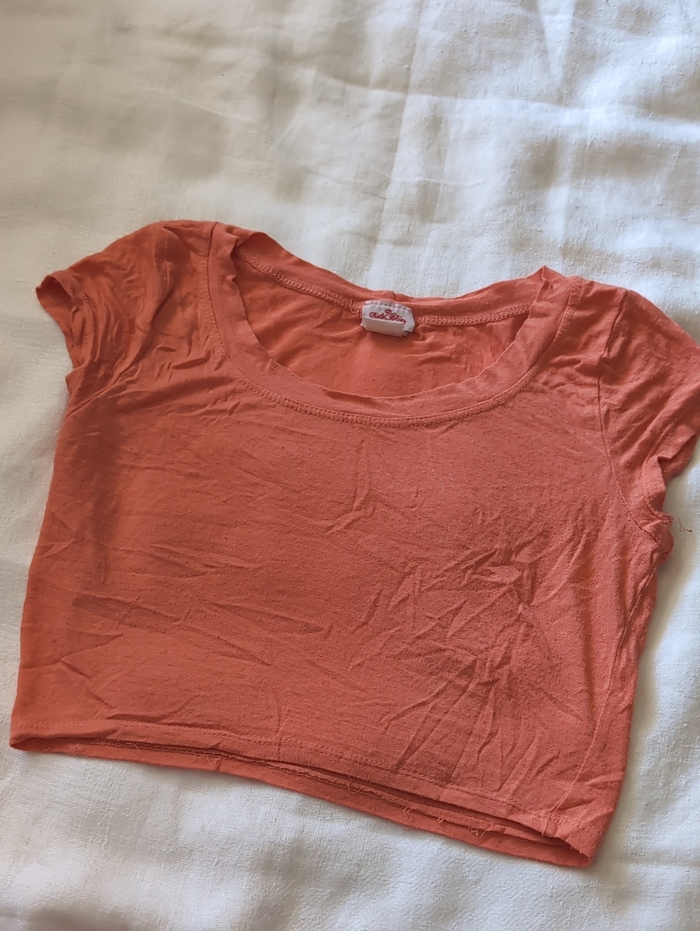 Old Navy Coral Crop Top - Scoop Neck Short Sleeve